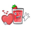 With heart strawberry mojito mascot cartoon