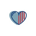 Heart with stripes. Vector illustration decorative background design Royalty Free Stock Photo