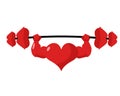 Heart strong. love powerful. Sport barbell kiss. Heavy lips. Royalty Free Stock Photo