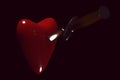 Heart with a stuck knife 3D rendering
