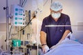 Heart surgeon performs open heart surgery