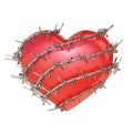 Heart surrounded by barbed wire 3D