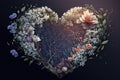 heart surrounded by delicate flowers, symbolizing love and affection