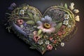 heart surrounded by delicate flowers, symbolizing love and affection