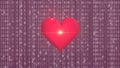 Heart symbol against a backdrop of binary code in a digital concept representing love and technology Royalty Free Stock Photo
