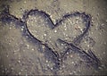 Heart symbol with arrow on the Beach win vintage effect
