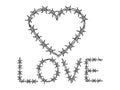 Heart symbol barb wire sketch engraving vector Royalty Free Stock Photo