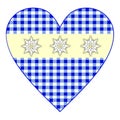 Heart Bavarian Style in dark blue and alpine pattern and edelweiss