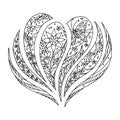 Heart symbol hand drawing art line zentangle vector hand drawn