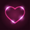 Heart symbol icon with neon pink outlined and glowing light