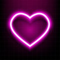 Heart symbol icon with neon pink outlined and glowing light