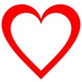 Heart symbol icon - red simple outlined, isolated - vector