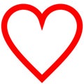 Heart symbol icon - red simple outlined, isolated - vector