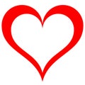 Heart symbol icon - red simple outlined, isolated - vector