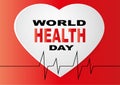 Heart symbol with inscription World Health Day on red background Royalty Free Stock Photo