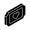 Heart symbol inside cinema ticket denoting concept icon of valentine ticke