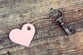 Heart symbol on key tag. Concept of love, romance and vintage lifestyle Royalty Free Stock Photo