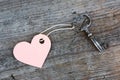 Heart symbol on key tag. Concept of love, romance and vintage lifestyle Royalty Free Stock Photo