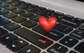 Heart symbol on laptop keyboard 3d rendering Royalty Free Stock Photo