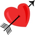 Heart symbol with love arrow of cupid icon for valentines day