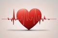 The Pulse of Love: Heart in a Cardiogram. Generative AI Royalty Free Stock Photo