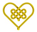 Heart symbol made of intertwined golden mobius stripes as a celtic knot