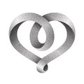 Heart symbol made of intertwined stippled mobius strips.. Vector illustration