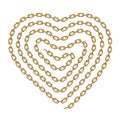 Heart symbol made of spiral shaped golden chain. Vector illustration