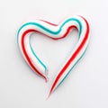 Heart symbol is made of three-color toothpaste on white background, concept abstract background Royalty Free Stock Photo