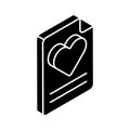 Heart symbol on page depicting flat concept icon of love letter, romantic communication Royalty Free Stock Photo