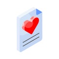 Heart symbol on page depicting flat concept icon of love letter, romantic communication Royalty Free Stock Photo