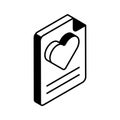 Heart symbol on page depicting flat concept icon of love letter, romantic communication Royalty Free Stock Photo