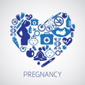 Heart symbol with pregnancy icons