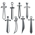Set of knight swords silhouette icon