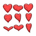 Heart symbol set sketch engraving vector