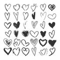 Heart symbol set sketch engraving vector