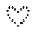 Heart symbol with space for text made of animal paw prints Royalty Free Stock Photo