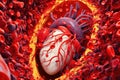 Medical Concept: Heart and Blood Cells - Generative AI