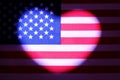 Heart symbol on usa flag. Symbol of patriotism, love and freedom. The concept of American independence and the celebration of Royalty Free Stock Photo