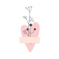 Heart taped with dried plants isolated on white background. Healed heart concept. Vector illustration Royalty Free Stock Photo