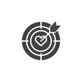 Heart target aim with arrow vector icon
