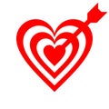 Heart target with arrow symbol icon - red simple, isolated - vector Royalty Free Stock Photo