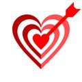 Heart target with arrow symbol icon - red simple, isolated - vector Royalty Free Stock Photo