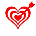 Heart target with arrow symbol icon - red simple, isolated - vector Royalty Free Stock Photo