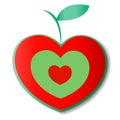 Heart apple eco organic logo sign symbol concept. Heart health care concept. Royalty Free Stock Photo