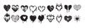 Heart tattoo gothic set, graffiti rock flame shape kit, vector u2k abstract love logo concept. Royalty Free Stock Photo