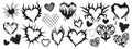 Heart tattoo Neo tribal set, gothic rock flame shape kit, vector u2k abstract love logo concept. Royalty Free Stock Photo