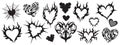 Heart tattoo Neo tribal set, vector gothic rock flame shape kit, u2k abstract love logo concept. Royalty Free Stock Photo