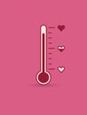 Heart thermometer icon. Love card. Happy valentine