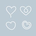 Heart thin line logo icons set isolated on grey background. Creative collection of different continuous line vector hearts for web Royalty Free Stock Photo